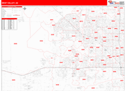 West Valley Metro Area Wall Map Red Line Style